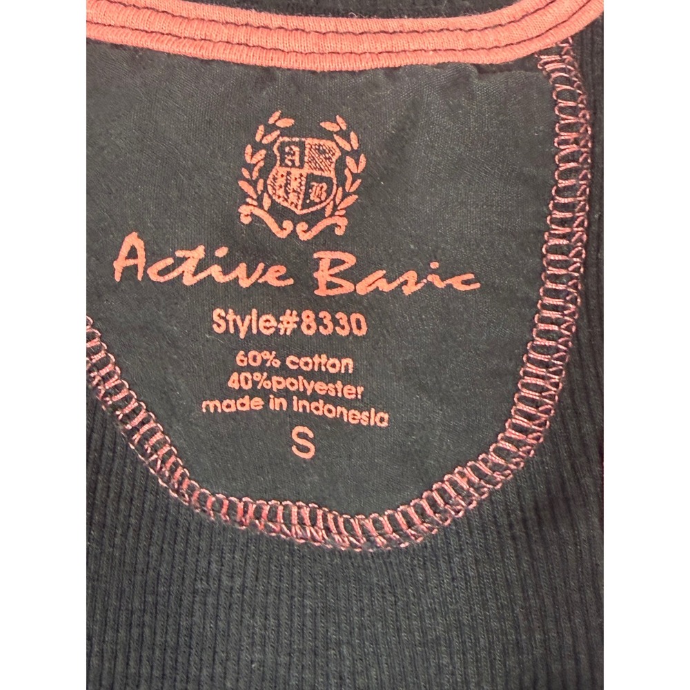 Active Basic Tank Top Womens Small Black Ribbed Racerback Scoop Neck Stretch - Picture 7 of 7